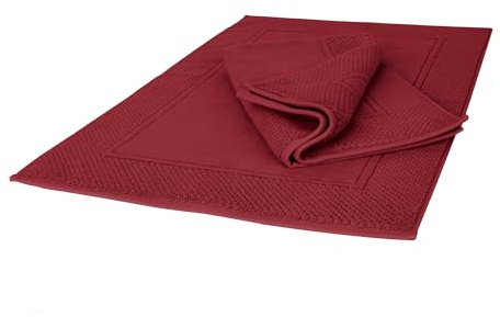 Ruggeri - Set 2 Tappeti Bagno 50x80 cm - 100% Cotone Extra Morbido - Collezione Let's Color! (Rosso)
