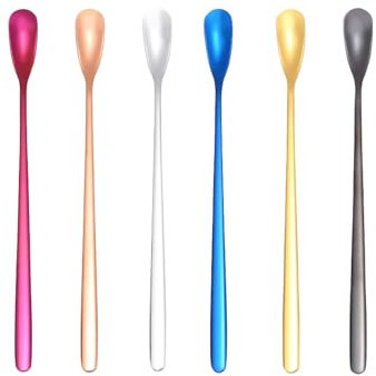 Hamans Set di cucchiai per latte macchiato, set di 6 cucchiai arcobaleno, cucchiaio per caffè in acciaio inox, cucchiaio per cocktail e dessert, lavabile in lavastoviglie