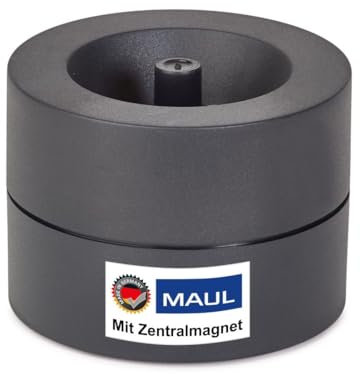Maul Klammernspender MAULpro Eco Ø 7,3 x 6 cm | Schreibtisch Organizer aus über 85% recyceltem Kunststoff | Schreibtisch Zubehör mit Magnet für Büroklammern | Inklusive 15 Klammern | Schwarz