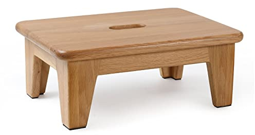 CONSDAN Oak Step Stool for Bed, Wooden Stool for Adults & Seniors - 6.5 High, Non-Slip Mat, No Assembly Needed, Solid Wood, Natural Color
