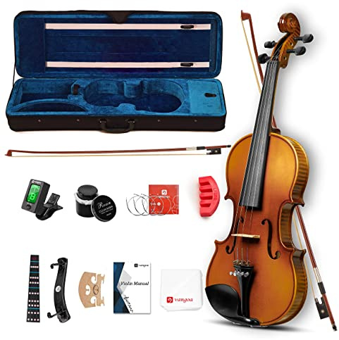 Vangoa 1/2 Full Size Acoustic Violin Fiddle Kit, Professional Solid Wood Violin, Spruce Top, Matched Unique Maple Wood Pattern, Premium Ebony Fitting, Beginner Kids, By Vangoa