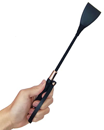 BLUECC Riding Crop for Horse, Horse Whip with PU Leather Equestrianism Horse Crop Double Slapper Horse Whip Black Crops for Horses (Black, 11.4”)