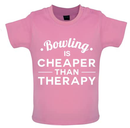 Dressdown Bowling is Cheaper Than Therapy - Organic Baby/Toddler T-Shirt - Bubble Gum Pink - 6-12 Months