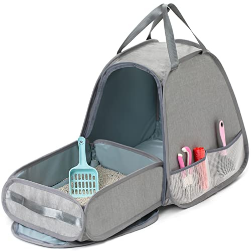 XingYunEr Collapsible Portable Cat Litter Box Standard for Travel Light Weight Leak-Proof，Sturdy，Prevent Litter Scatter Design Easy to Clean， Collapsible Travel Puppy Carrier，Portable Cat Playpen