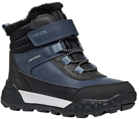 Geox J TREKKYUP Boy B ABX Ankle Boot, Denim/Black, 35 EU
