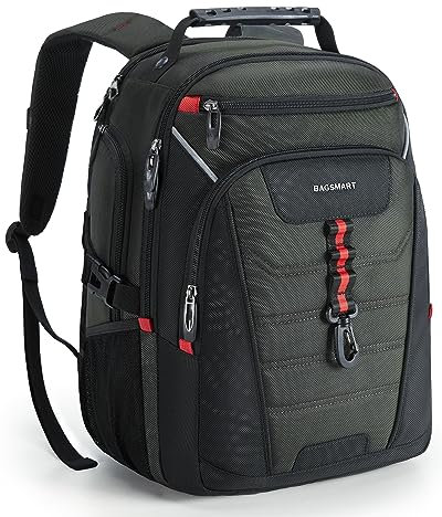 bagsmart Laptop Rucksack Business 15.6 Zoll Laptoptasche 30L Schulrucksack mit USB Ladeanschluss Anti Diebstahl Business Arbeit Reisen Rucksack(Grau)
