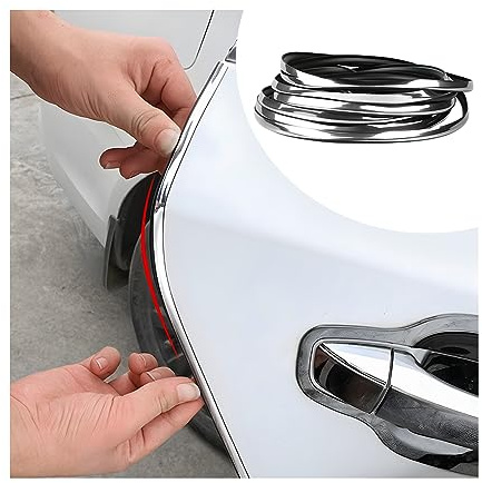 JNNJ Protector Cantos Puerta Coche, Borde En Forma De U Para La Protección Borde Vehículo, Tira De Protección Del Borde De La Puerta Del Coche Cubierta Protectora Antiarañazos Del Molde(Plata 5m)