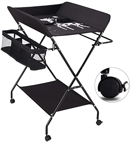 Mesa cambiador plegable para bebé, mesa de cambio móvil, cambiador ajustable, altura de diseño plegable, capacidad de carga 15 kg, apta para menos de 12 meses