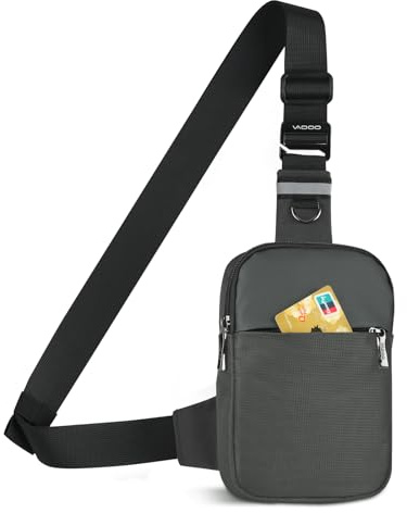BROADREAM Small Sling Bag Cross Body Chest Shoulder Bag for Men Women - FRID Blocking Pocket and Adjustable Straps Crossbody Bag, Water Resistant Bum Bags for Runner Workout Hiking Cycling Travelling