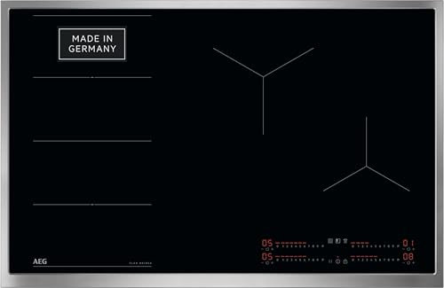 AEG Induktionskochfeld autark 80cm – Made in Germany – FlexBridge®-Kochzone (Kombination 4er Zonen) mit PowerSlide Ankoch-Automatik – SuperFlat Rahmen – kompatibel mit Haubenautomatik – TI84IF0FRB