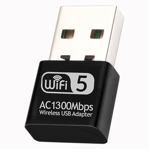 AC1300 Mini Antena WiFi USB, Receptor WiFi Doble Banda 5GHz/2.4GHz - Adaptador Wi-Fi USB para PC Compatible con Windows 7/8/10/11/Vista/XP/Mac 10.9-10.15