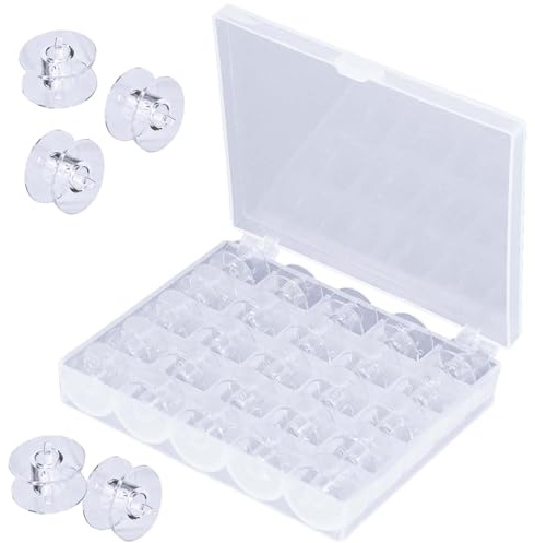 25 Piezas Canillas Maquina Coser, Bobinas Para Máquinas De Coser Transparentes Plásticos Carretes de Máquinas, Máquina de Coser Doméstica con Caja de Bobina, para Bordado, Almacenamiento de Costura
