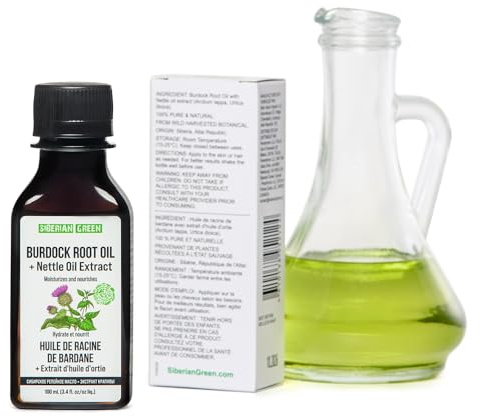 Siberian Green Burdock Oil with Nettle Oil Extract 100ml Natural Hair Loss Burdock Root Care Anti Dandruff Scalp Stimulates Growth