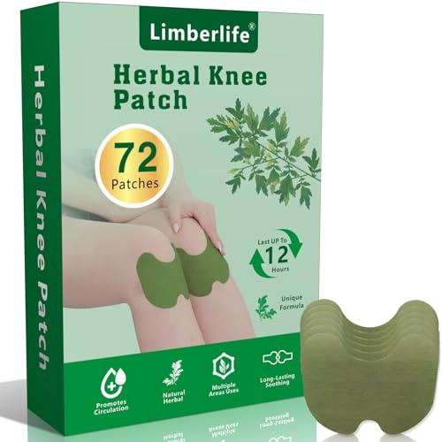 Limberlife Patch Chauffant Genoux, 72Pcs Patch anti Douleur Genoux, Herbal Knee Pain Patch Patchs de Soulagement de la Douleur Pour Douleurs au Cou, Epaules, Articulations