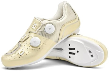 Hixingo Cycling Shoes Mens SPD-SL SPD Look Delta Road Bicycle Shoes Womens MTB Bicycle Shoe Unisex Breathable Comfortable Mountain Bike Sneaker with Compatible Cleat (Champagne,12)