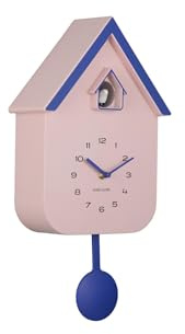 Karlsson Väggklocka Dupla färg gök – rosa – 21,5 x 21,5 x 41,5 cm – rektangel – plast – klockor för vardagsrum – kontor – sovrum