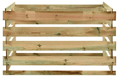 Compostiera in legno di pino, 120 x 120 x 70 cm, compostiera da giardino per rifiuti organici, compostiera in legno impregnata, compostiera rapida per il giardino, contenitore per compost per rifiuti