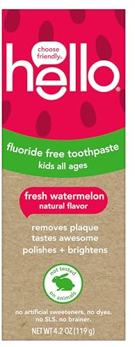Hello Oral Care Kids Fluoride Free Toothpaste, Natural Watermelon, 4.2 Ounce