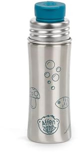 Affenzahn Edelstahl Trinkflasche Kinder Trinkflasche im Kindergarten für Mädchen und Jungen aus Edelstahl, bpa-frei, 330ml Hai - Petrol