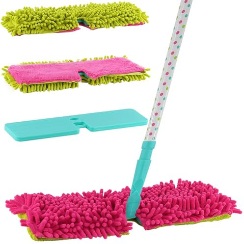 2 in 1 Double Sided Microfibre Flip Mop Cleaner Sweeper Wooden Laminate Tile Floor Wet Dry With 1 Rplacement Refil Pad