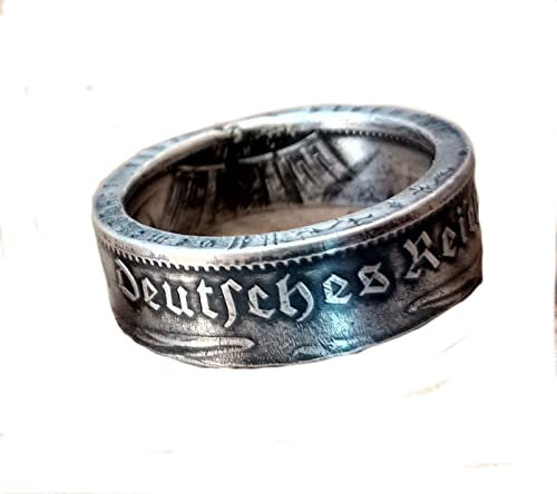 Coinring, Münzring, Ring aus Münze (2 Mark Deutschland 1934/35/36/38/39), 625er Silber - Double Sided coin ring - verschiedenen Größen, handgeschmiedetes Unikat