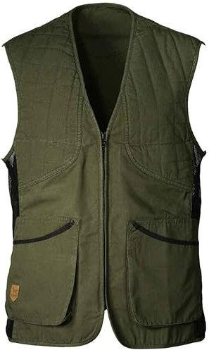 K&S Outdoors Herren Schießweste Hunter Oliv Rautensteppmuster für Links- und Rechtsschützen Jagdweste Trap Skeet aus Baumwolle (S (46/48))