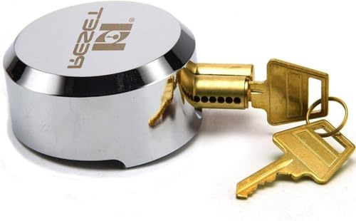 RESET-903 Heavy Duty Hidden Shackle Padlock, Keyed Different, Chain, Trailer, Van, Truck Door Lock, Hockey Puck, Solid Steel, Sliver