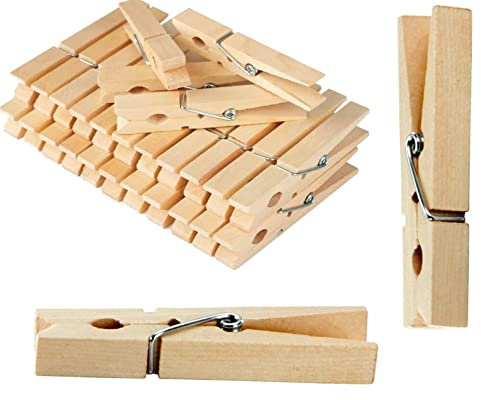 24 mollette per biancheria in legno, sostenibili, ecologiche, mollette per biancheria da appendere per vestiti, 9 cm