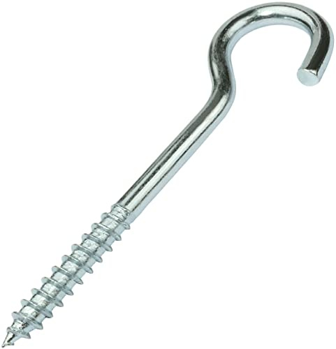 Aerzetix – C57975 – set med 25 krokar vinklade ögonskruvar för skruvning Ø 4 x 40 mm i form C – öppen krok med självgängande skruv – av galvaniserat stål – färg silver