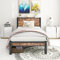 Diahomy Modern Metallbett Bettgestelle mit Lattenrost, Doppelbett/Einzelbett, Bettrahmen mit Kopfteil | 90 x 200 cm | Braun