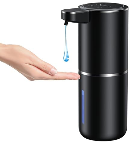 Fantictas Dispenser Sapone Automatico, Erogatore Sapone Liquido, 380ml Dispenser Sapone Bagno con Sensore a Infrarossi, Dosatore Sapone Bagno Automatico per Cucina, Ufficio e Hotel, Ricaricabile USB