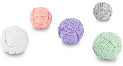Fellefant Makramee Garn Katzenbälle - 5´er Set in trendigen Farben - Katzenspielzeug zur Beschäftigung - Spielbälle