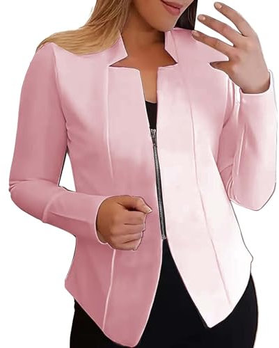 Veste boléro pour robe de soirée, blazer court, sportif, élégant, en jersey d'été, surdimensionné, moderne, léger, grandes tailles, veste cintrée, blazer d'été pour femme, lilas léger, Rose, 3XL