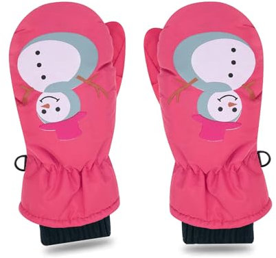 JCUGSBS Guanti da Sci per Bambini, Impermeabili Invernali da Neve, per Slitta e Snowboard, Ragazze e Ragazzi Età 6-13