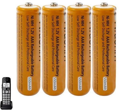 Pilas Rerecargables para Panasonic Teléfonos Inalámbricos 550mAh 1.2V AAA Ni-MH Baterías Recargables para Gigaset Teléfonos Inalámbricos (4 Piezas)