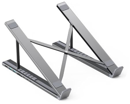 Docking station per computer portatile, supporto regolabile, hub adattatore USB multiporta, organizer ergonomico 8 in 1, dispositivo di ricarica rapida, raffreddamento pieghevole per tablet e notebook