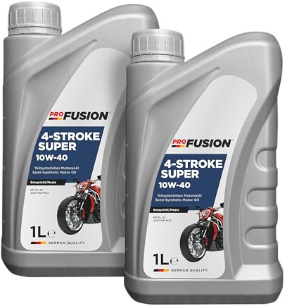 Aceite de Motor para Moto 4 Tiempos ProFusion 10W-40 Pack de 2 x 1L = 2L – Semisintético para Gasolina y Diésel – Máxima Protección, Antidesgaste y Anticorrosión – API SL/SJ, JASO MA/MA2
