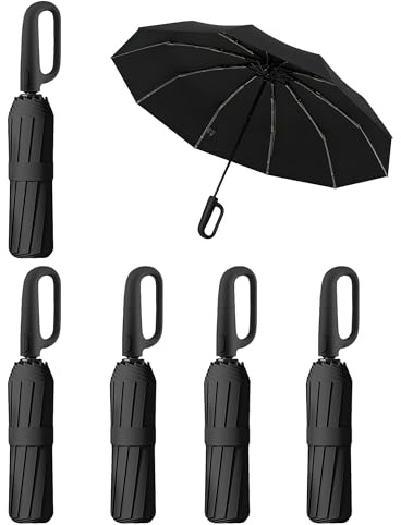 LAZYTAIL 6 PCS Windproof Travel Umbrella - Ultimate All-Weather Companion | Compact Auto Folding Design| Lightweight & Portable for Daily Commute & Travel