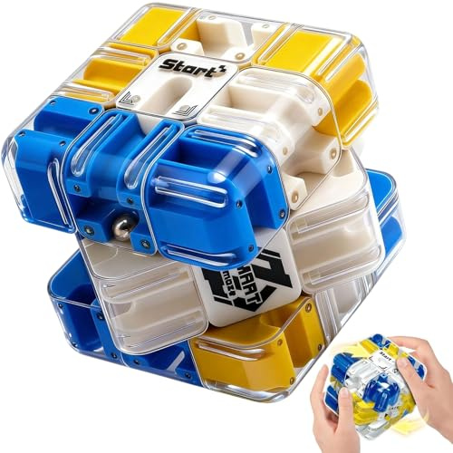 Large 3D Labyrinth Cube Puzzle, Sfida di Labirinto 3x3, Sfida Logica Cubo Puzzles Labirinto, Fidgets Gioco di Labirinto 3D con Pallina Rotante per Bambini e Adulti (A)