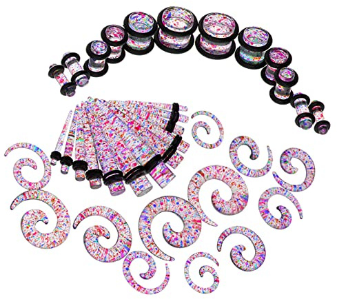 ZPGVWXKO 36 Tiges Acryliques pour étirer Les Oreilles, Spirales et Droites