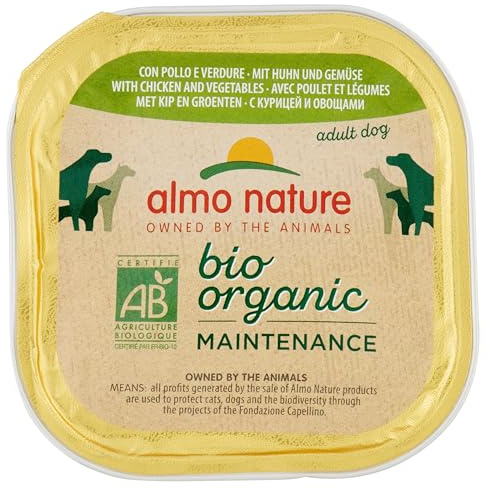 Almo Nature Cibo per Cani Bio Patè con Pollo e Verdure 300 g (Confezione da 9)