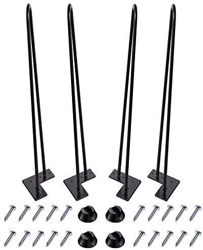 MSOBAIW Hairpin Legs 28 Inch Set of 4, DIY Metal Table Furniture Legs Ideal for Dining Table, Desk, 3/8 Diameter Mid Century Modern Style (71 cm, Black)
