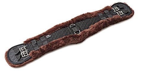 Engel Reitsport | Lammfell Sattelgurt Dressur Kurzgurt Konturgurt EGURT-60-SCH-MOC schwarz/Mocca 24 60cm