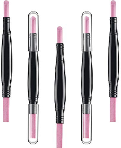 5 Pieces Pumice Stone Nail File Polishing Pen Stick Double-Headed Cuticle Pusher Remover Trimmer Buffer Pen Art Tools Household Beauty Salon Peeling Dead Skin Repairing