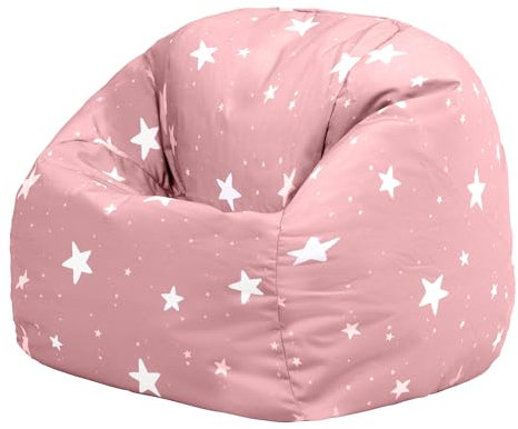 Icon Sterne Sitzsack Kinder, Rosa, Gewebter-Stoff, Sitzsack mit Füllung, Bequemer Kinder Sessel, Kuschelsessel, Lese Sessel, Schlafzimmer, Kinderzimmer, Spielzimmer