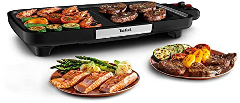 Tefal CB6418 BBQ Booster Tischgrill | Power-Boost-Zone | 2200 Watt | Antihaftbeschichtung | 6 Stufen Thermostat | Auffangschale spülmaschinengeeignet | Thermo-Spot | extragroße Grillfläche | Schwarz
