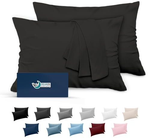 Dreamzie Kissenbezug 40x60 Dunkelgrau 2er Set Mikrofaser Oeko-TEX Zertifiziert Kopfkissenbezug 40x60 Weich