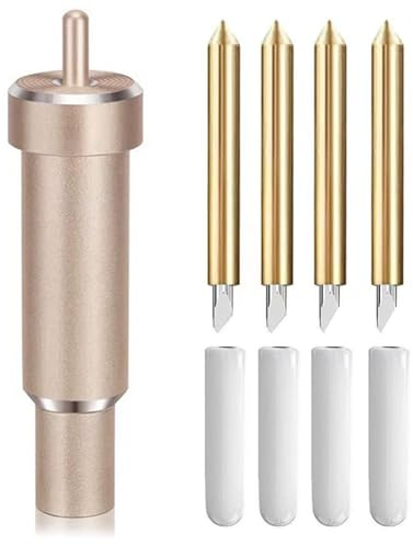 4 st reservblad och djupt skärfodral för Cricut Explore Air 2/3, för Cricut Maker 3-kniv, Deep Cut 30/60 graders blad, djup skumskärningsverktyg i läder (guld)