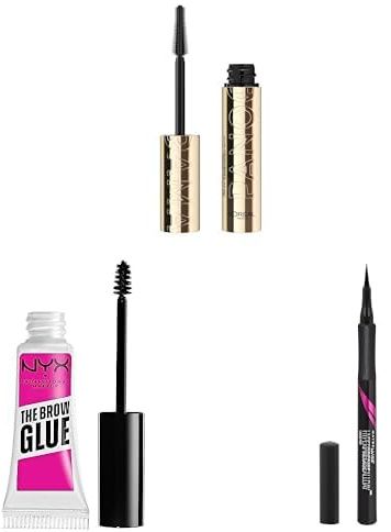 Bundle of L'Oréal Paris Mascara, Volume Million Lashes, Black (Schwarz), 1 x 10,5 ml + NYX Professional Makeup Brow Glue, Transparent + Maybelline New York, Hyper Precise Allday Liner, Nr. 700 Black