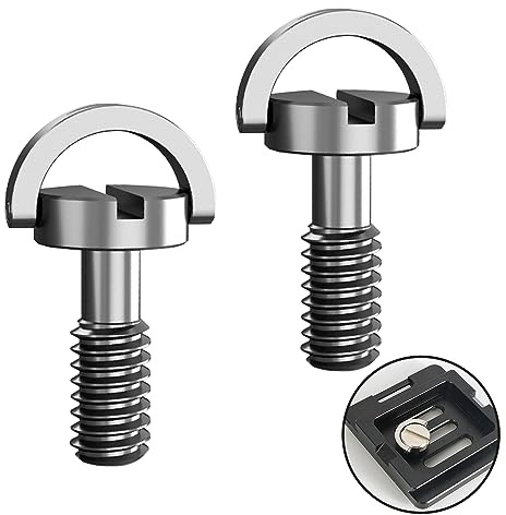 2 stycken 1/4 tums skruvar, kameraskruv 1/4, D-ring snabbkoppling skruv rostfritt stål, tullskruvar för stativ, för monostativ, snabbkopplingsplatta, kameraskruv (silver)